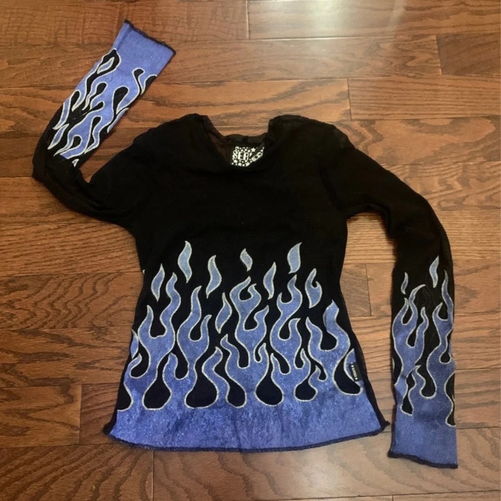 Serious Clothing Blue Flame Mesh Top